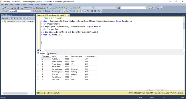 Different Types Of Clauses In Sql Server